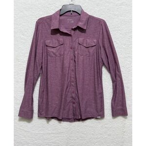 Eddie Bauer Womens‎ PM Purple Long Sleeve Button Down Shirt Top Roll Tab